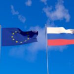 Euro and Russia Flag , 3d render