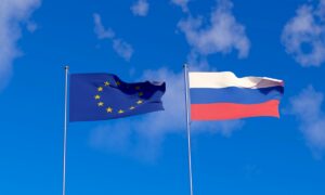 Euro and Russia Flag , 3d render